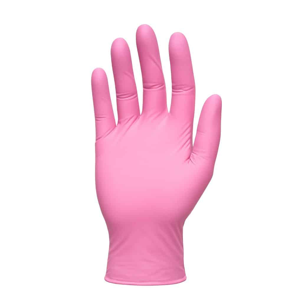 GUANTE DE EXAMINACIÓN NITRILO SIN POLVO COLOR ROSADO